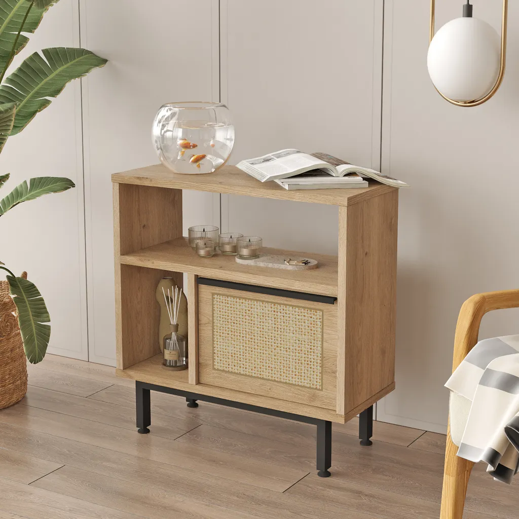 Tavolino Centrale Kvænangen 60x60 - Design Scandinavo Rovere Rattan