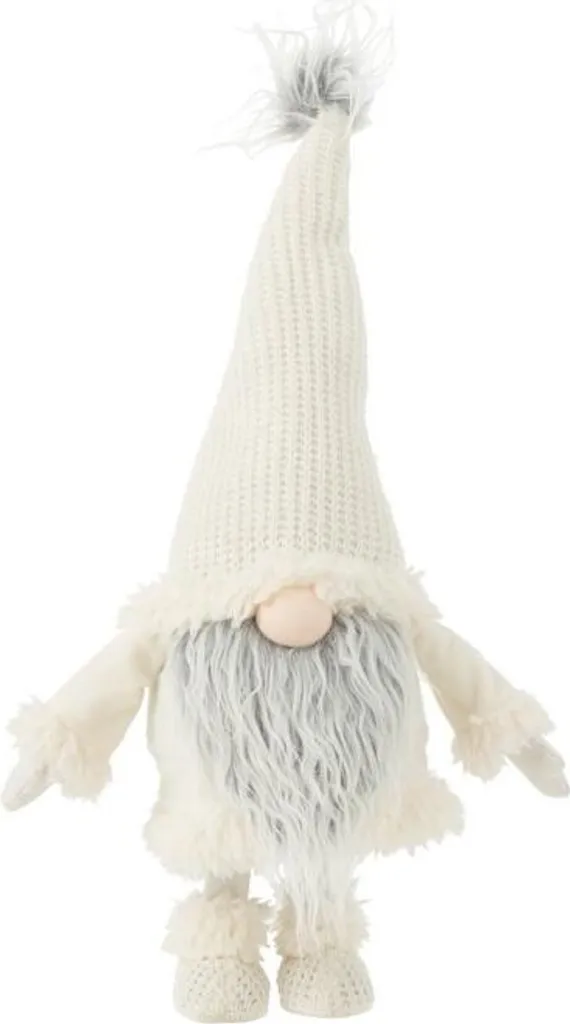 Nain Déco J-Line Stable en Textile Blanc - Fini les Statuettes Fragiles