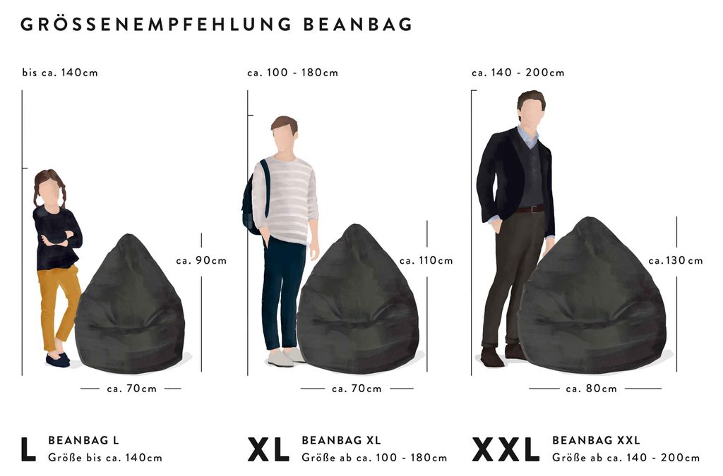 Sedací pytel sedací vak Fluffy XL 70 x 110 cm, Mittelgrau Obrázek produktu 