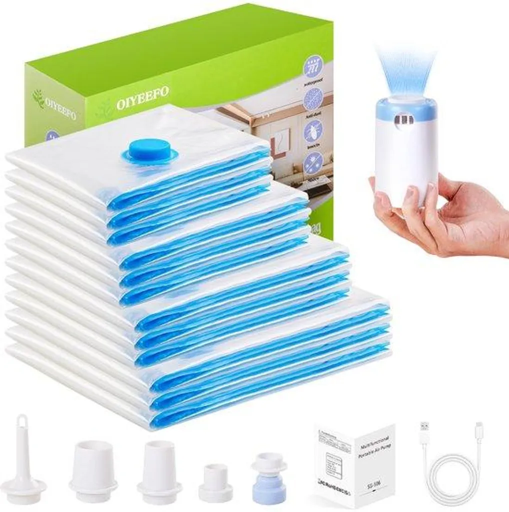 Sacs de compression hermétiques avec pompe, 5 formats gain de place