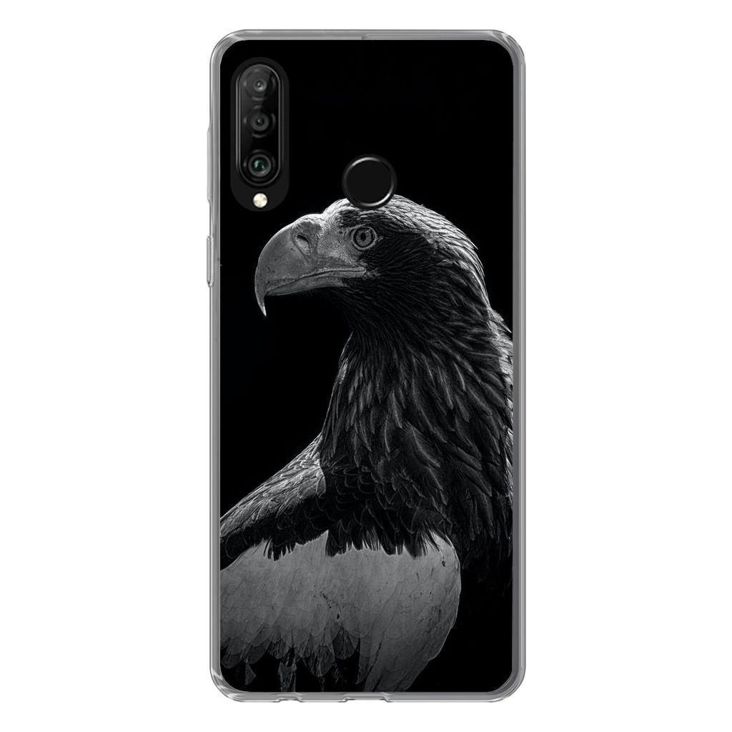 MuchoWow Handyhülle Schutzhülle Hülle für Huawei P30 Lite Adler - Nahaufnahme - Schnabel Silikon Softcase Handy Hülle - Handyhülle