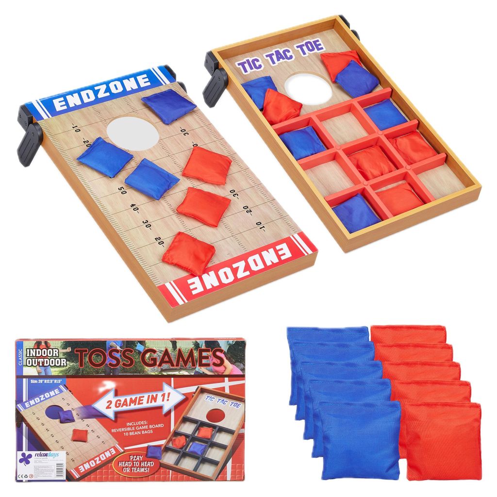 Relaxdays Wurfspiel 2 in 1, Cornhole & Tic Tac Toe, 10 Bean Produktbild 