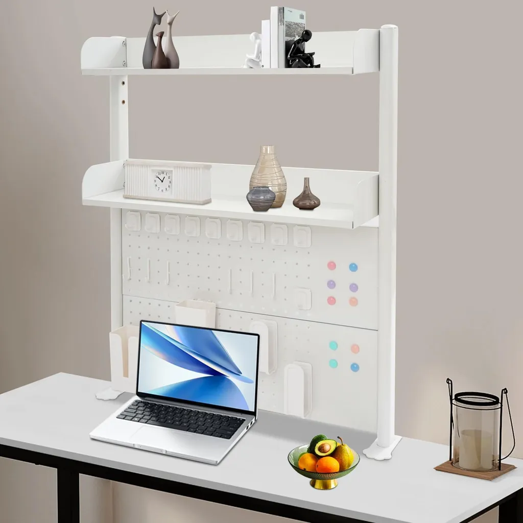 Bibliothèque de bureau à fixer 3 niveaux étagère de rangement blanche - 4