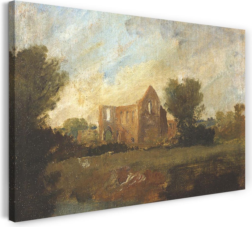 Leinwandbild (120x80cm): William Turner - Newark Abbey, echter Holz-Keilrahmen inkl. Aufhänger, handgefertigt in Deutschland