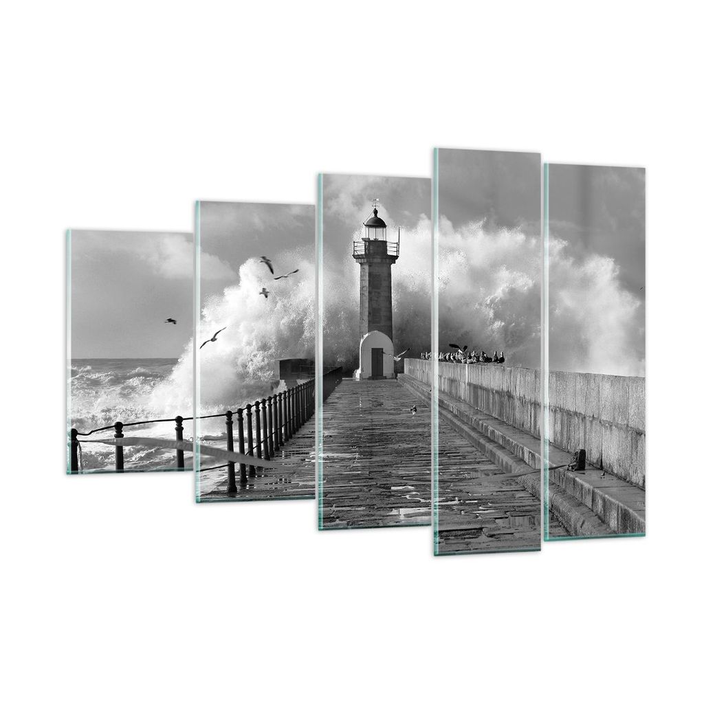 Bilder auf glas - 5 Teile - Laterne Meer Portugal - 150x100cm - Glasbilder - Wandbilder - Bilder - zum Aufhängen bereit - Wanddekoration aus Glas ...