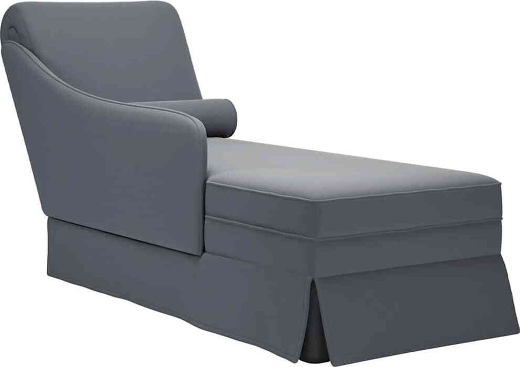 "2026 Promotion" Chaiselongue mit Nackenrolle Rechter Armlehne Dunkelgrau Samt - Recamieren CC23554