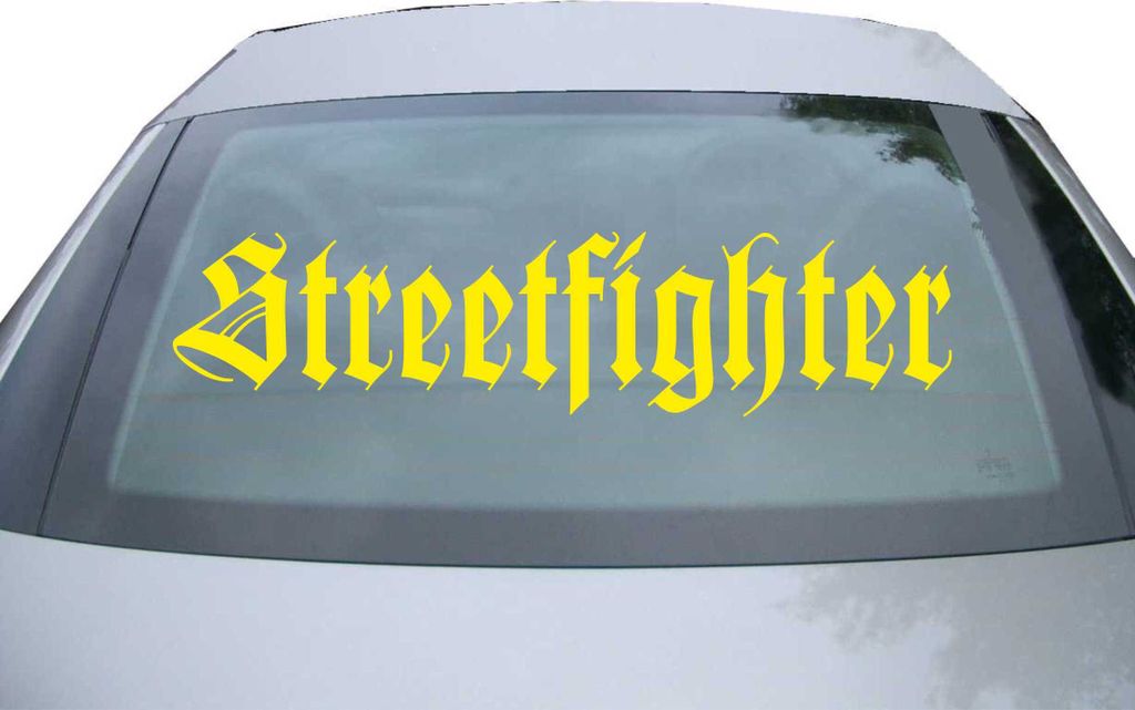Indigos UG - Aufkleber Heckscheibe & Motorklappe DE2185 - gelb - 600x142 mm - Streetfighter - Auto Scheiben Fenster Heckklappe Tuning Racing JDM - ...