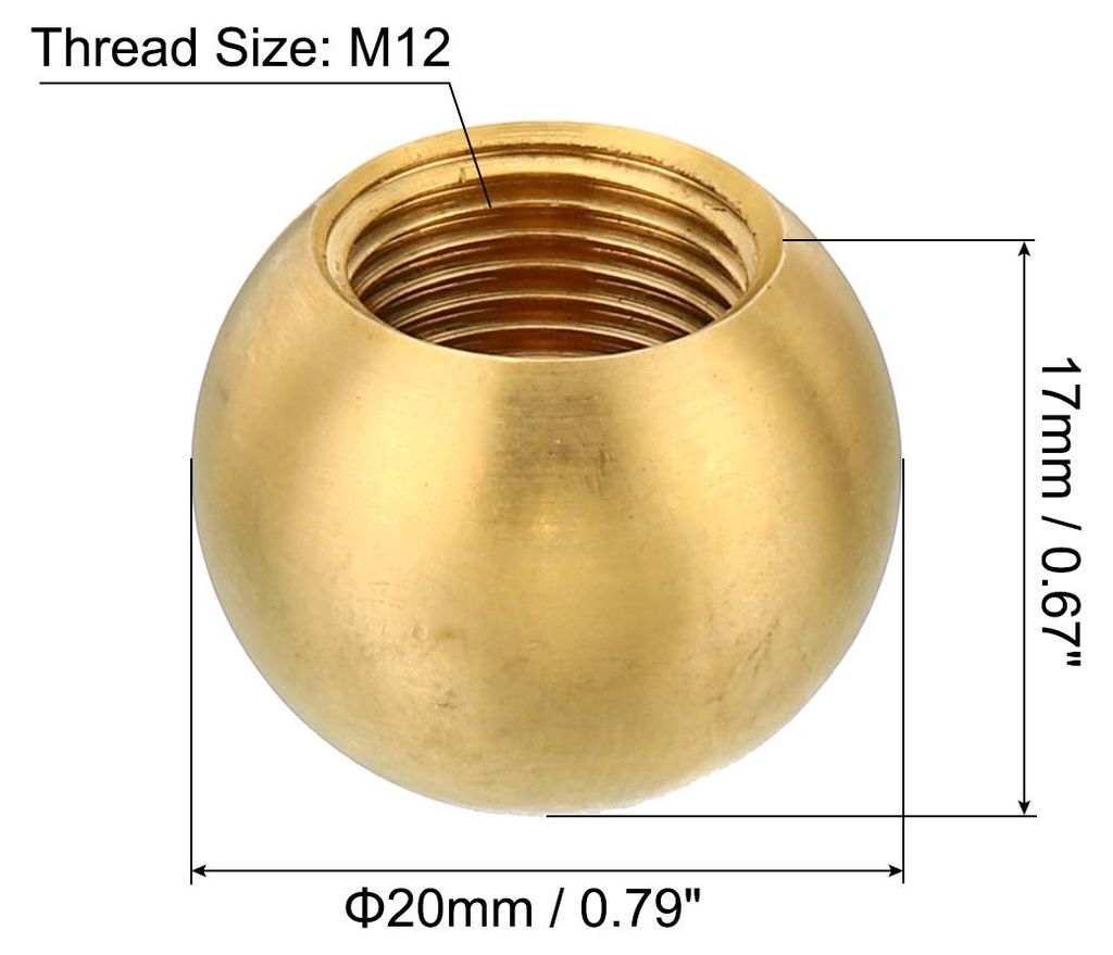 M12x1 Gewinde 3Pack Lampe Endstš¹cke Kappe Knopf Messing Kugel Lampe Dekoration Schraube Kappen fš¹r Lampe Harfenst?nder Obere Lampenschirm
