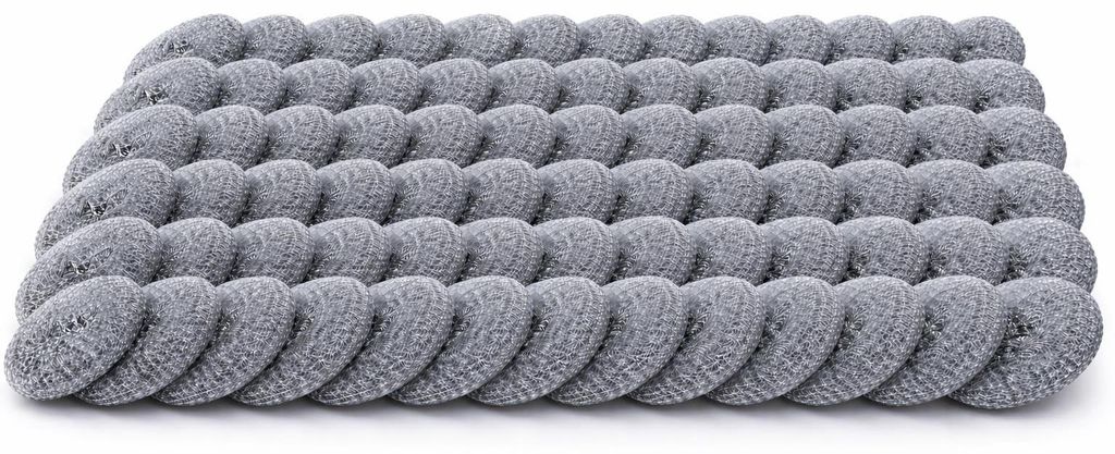 50er Set Topfkratzer Metall | Topfschwamm Rund - Ø 10,5cm | Topfreiniger 50g | Stahlschwamm | Metalltopfreiniger | Stahlwolle Scheuerschwamm | Sch...