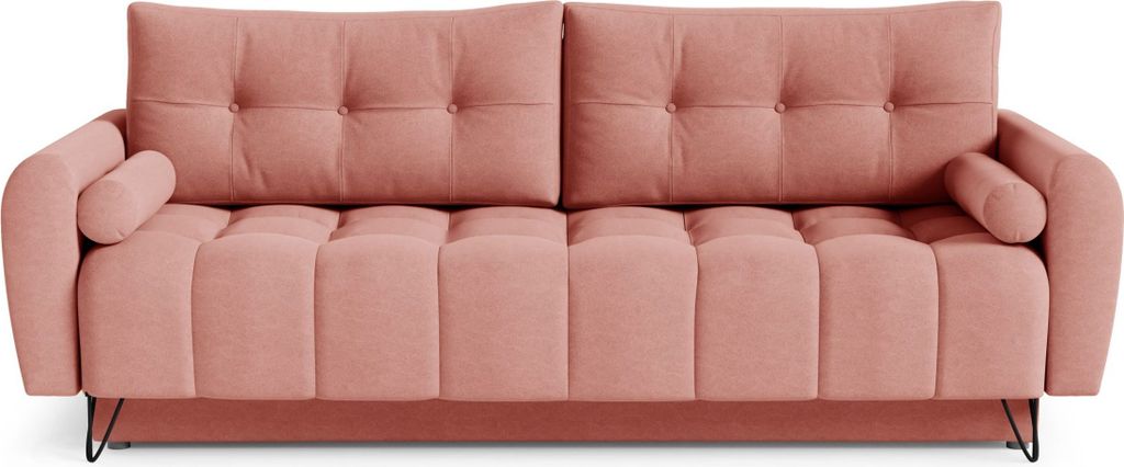 Schlafsofa Ohio Rosa (Castel 55) - Couch mit Schlaffunktion und Bettkasten, Wohnzimmermöbel, Schlafsofa, Bettsofa