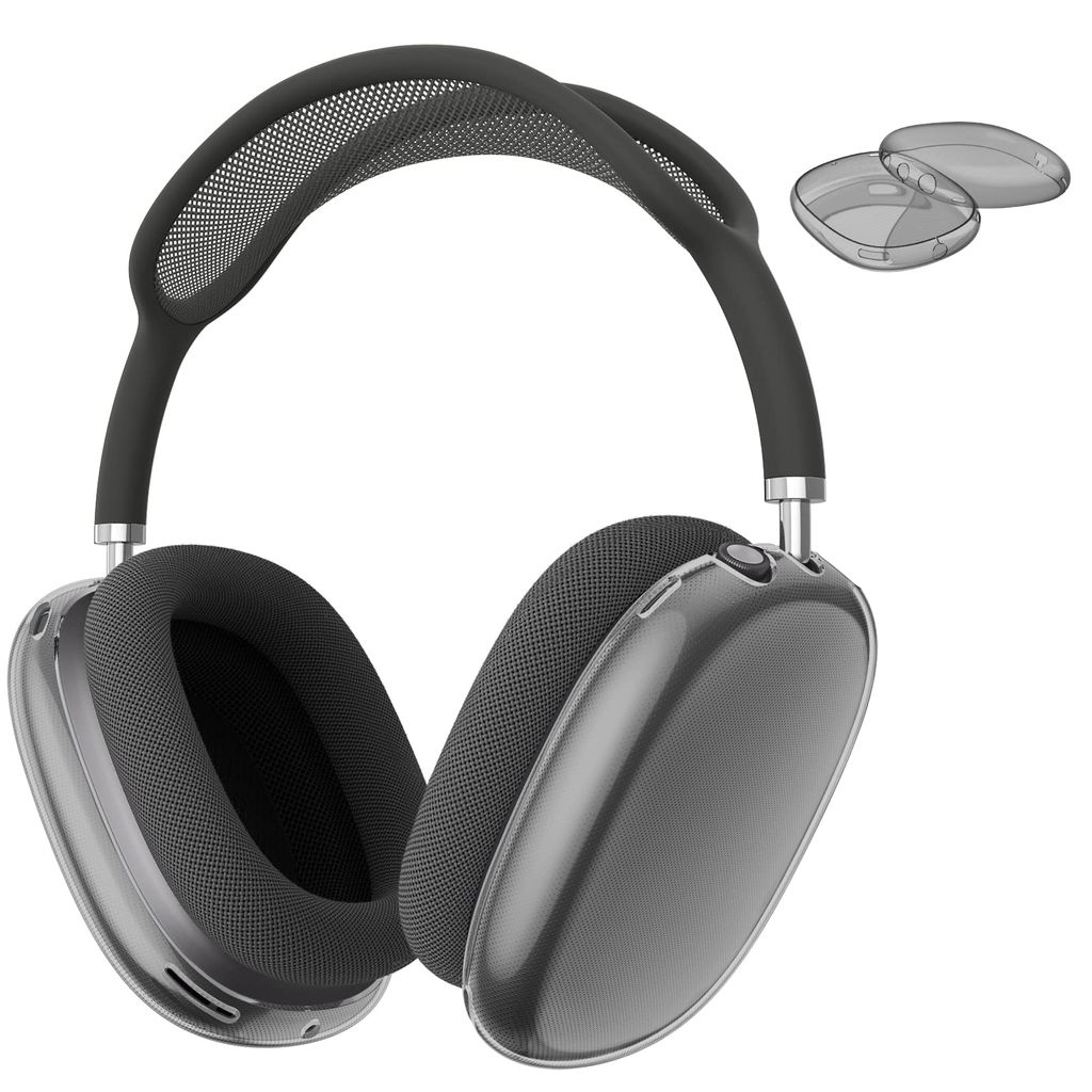 Fintie Hülle Kompatibel mit AirPods Max Kopfhörer, weiche TPU Klar Anti-Scratch Schutzhülle für AirPod Max, Klares Schwarzgrau