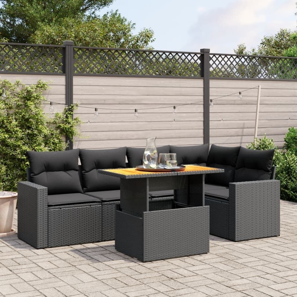 Maison Exclusive - 6-tlg. Garten-Sofagarnitur mit Kissen Schwarz Poly Rattan