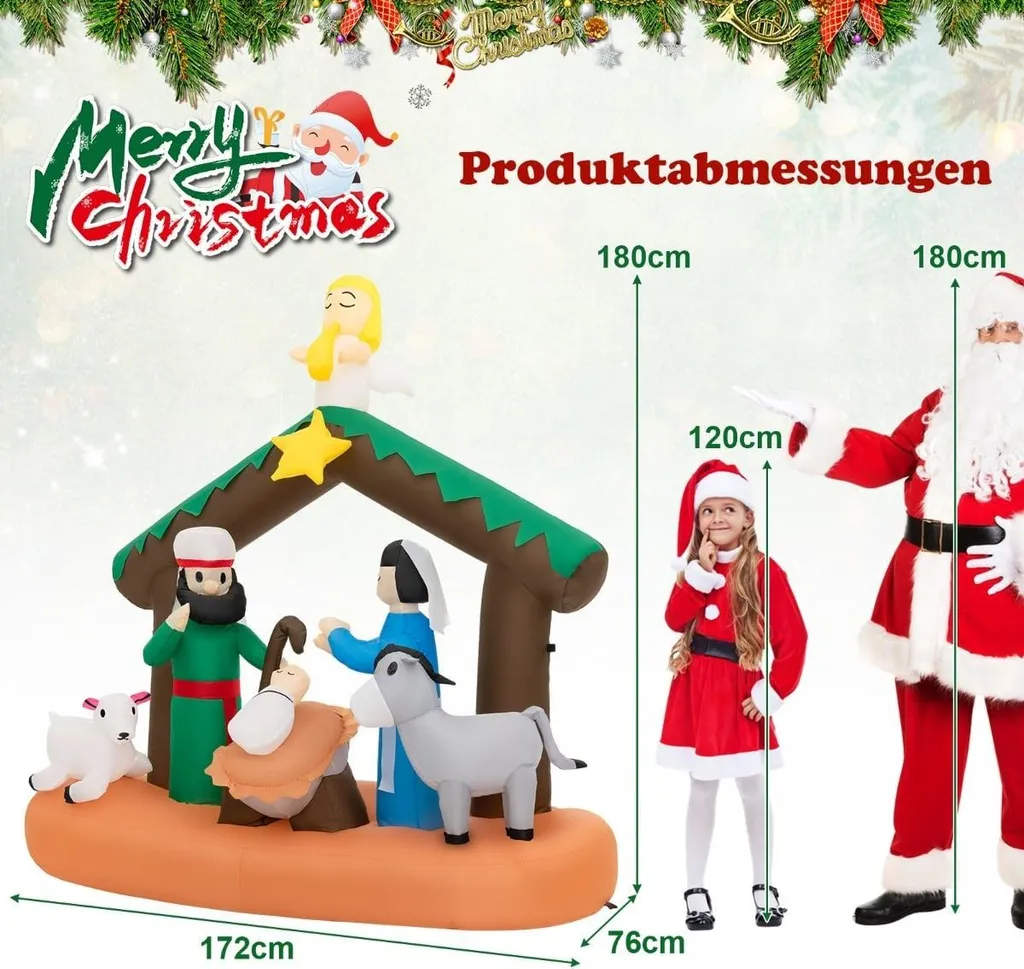 Crèche de Noël gonflable 180 cm résistante aux intempéries avec LED blanc - 3