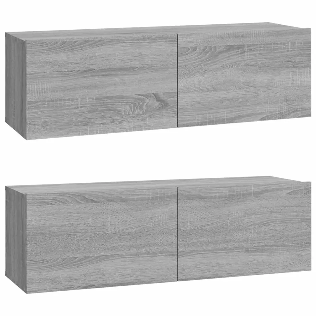 SYFAX™ Mobili TV Muro 2pz Grigio Sonoma 100x30x30 cm Legno Multistrato