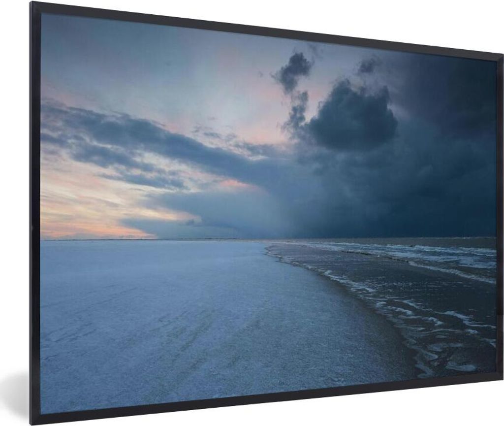 MuchoWow Gerahmtes Poster Nordsee - Sturm - Wasser 90x60 cm - Poster mit Schwarzem Bilderrahmen Wandposter Rahmen Foto Bilder - Fotorahmen - Foto...