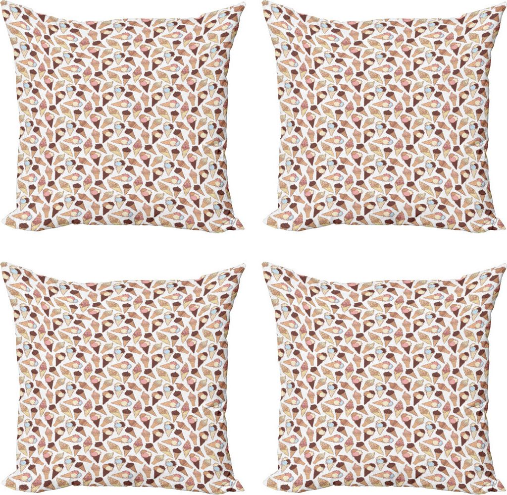 ABAKUHAUS Eis Kissenbezug Set (4 Stück), Cremige Kälte und Kegel, Moderner Doppelseitiger Digitaldruck, 60 cm x 60 cm, Mehrfarbig