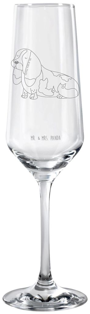 Mr. & Mrs. Panda Glas Hund Basset Hound - Transparent - Geschenk, Süß, Champagnerglas, Sektglas, Hundeliebe, Trinkglas, Wauwau, Sektflöte, Sprü...