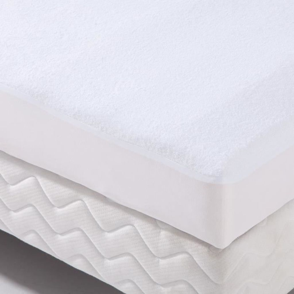 Matratzenschoner wasserdicht, 90 x 200 cm, 100% Baumwolle Frottee, Weiß, 180 g/m²