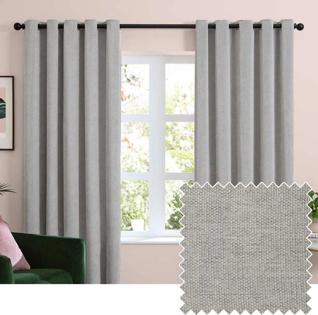 Rideaux Occultants Furn Chenille Argent RV3697 - 229 x 137 cm Premium