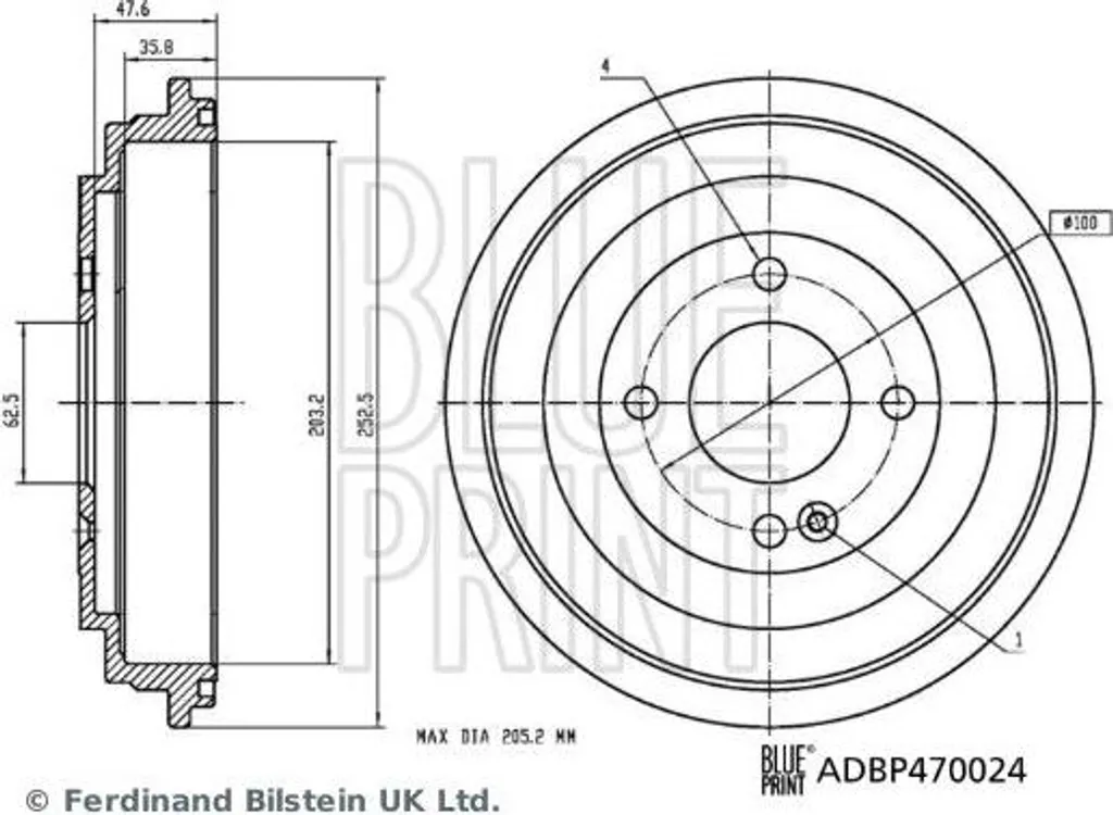 Tambour de frein arrière compatible Hyundai Accent et i20 Blue Print