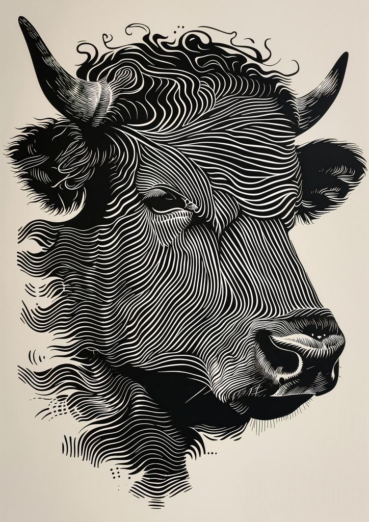 Poster 21x29,7cm Stier in Leuchtenden Farben