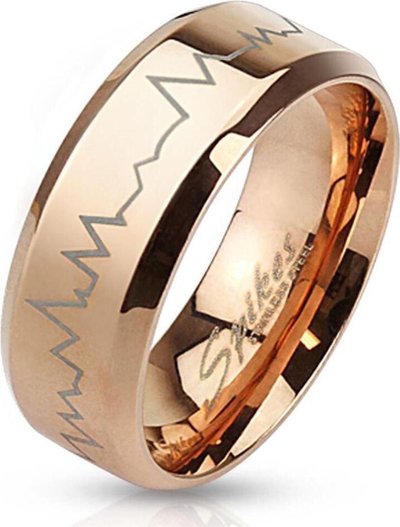 62 (19.7) - Ring Herzschlag Rosegold aus Edelstahl Uni