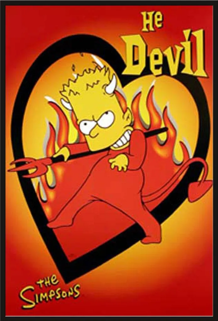 Affiche Les Simpson He Devil avec cadre Shinsuke Maxi noir 61x91,5 cm