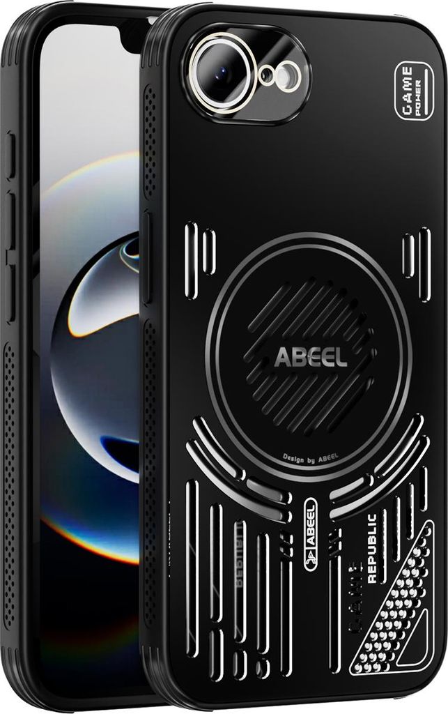 Magnetische Hülle für iPhone 16e/iPhone 17e mit Linsenabdeckung, Aluminium Stoßfestes Schutzhülle mit Wärmeableitung Schwarz