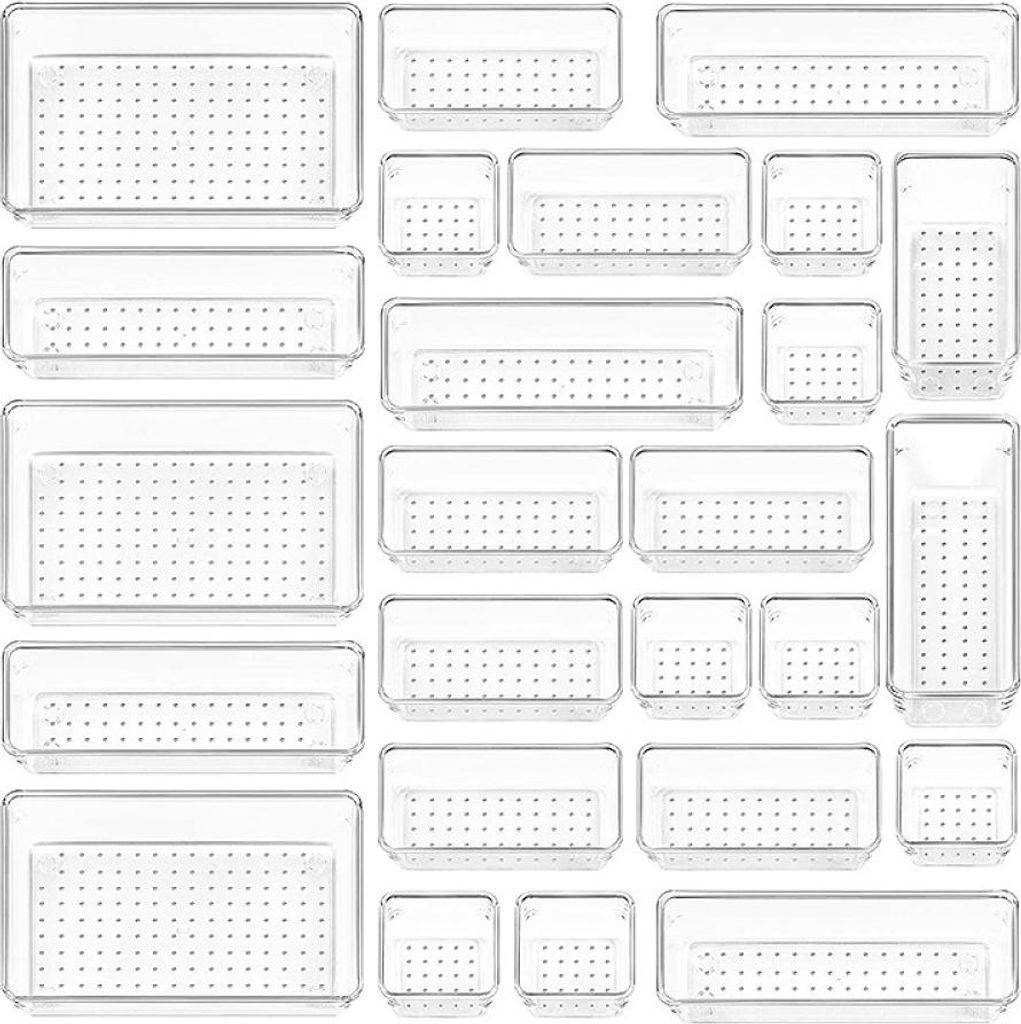 25 Stücke Schubladen Ordnungssystem mit 5 Größen, Schubladen Organizer, Klar Kunststoff Organizer Schublade, Schminktisch Organizer Einsetzbar f...