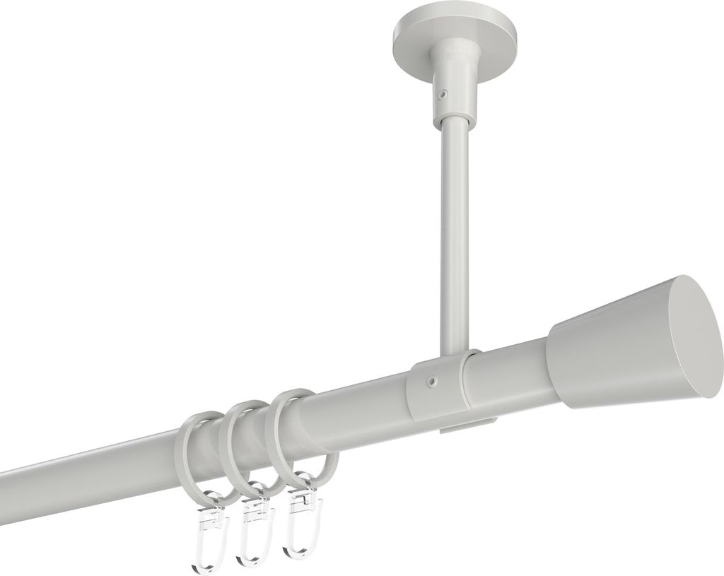 Interdeco Gardinenstange / Vorhangstange Weiß, Typ Sonette Sitra (Konus) Deckenmontage, 20 mm Ø 1-läufig, 320 cm