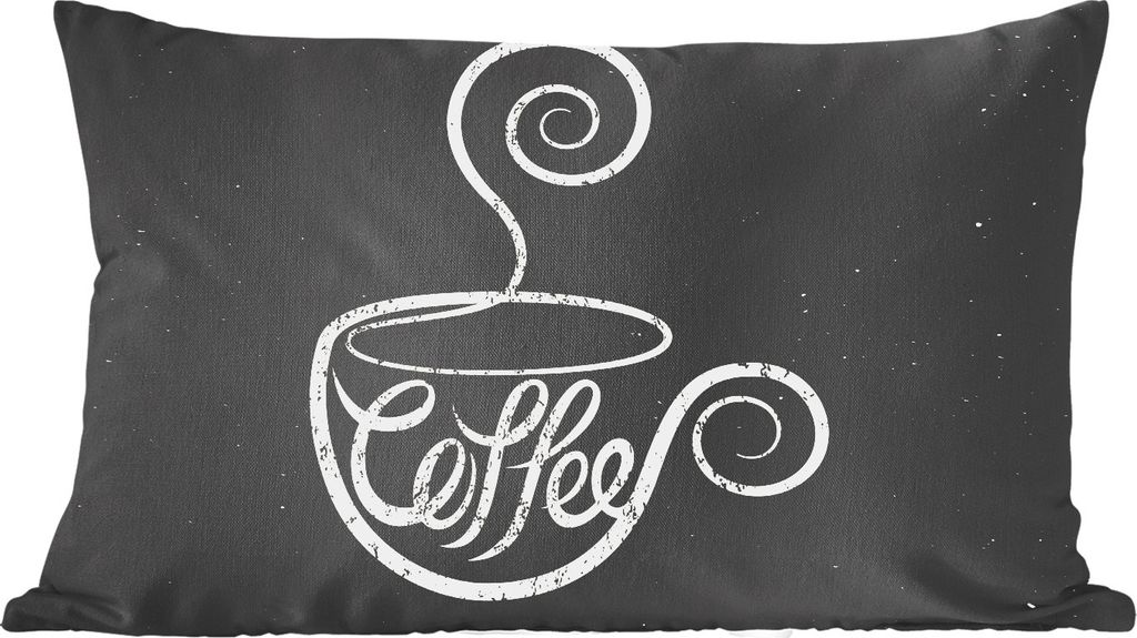 MuchoWow Zierkissen Sofakissen Wohnzimmer Dekokissen 60x40 cm Kaffee - Sprichwörter - Zitate - Vintage - Kreidetafel - Kopfkissen - Polster mit ...