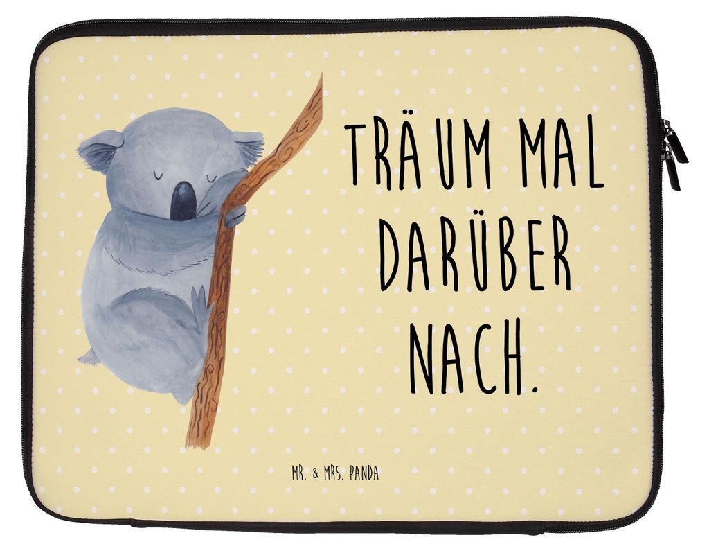 Mr. & Mrs. Panda Laptop Sleeve Koalabär 27 x 36 cm - Gelb Pastell - Geschenk, Koala, Hülle, Traumland, Laptoptasche, Tasche, schlafen, Traum, Cas...