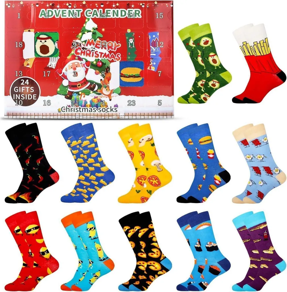 Calendrier de l'Avent Chaussettes de Noël : Idée Cadeau Enfant 8-12 Ans