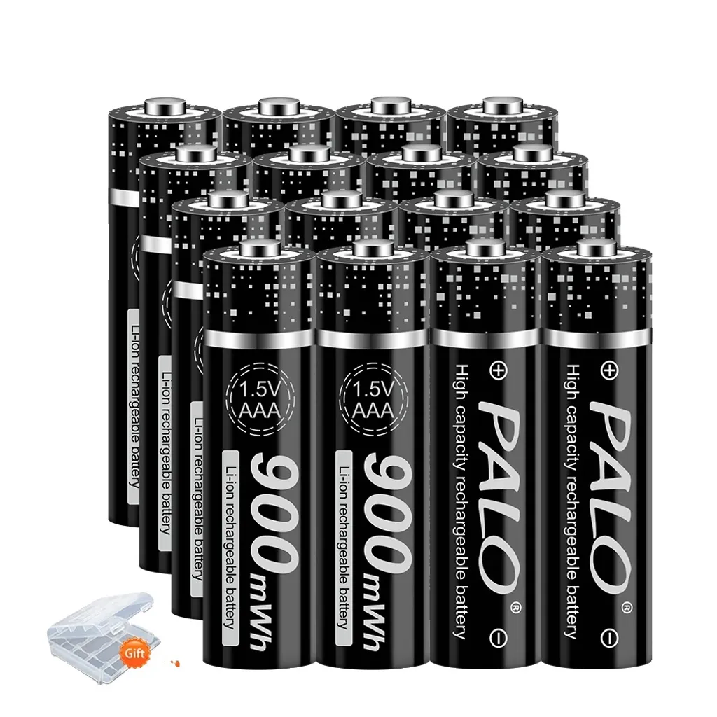 PALO Chargeur LCD 16 Canaux + 16 Piles AAA 900mWh 1.5V Lithium