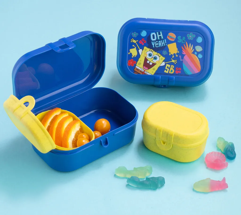 Boîte à goûter Bob l'éponge bleu Koziol Pascal avec compartiments repas - 3