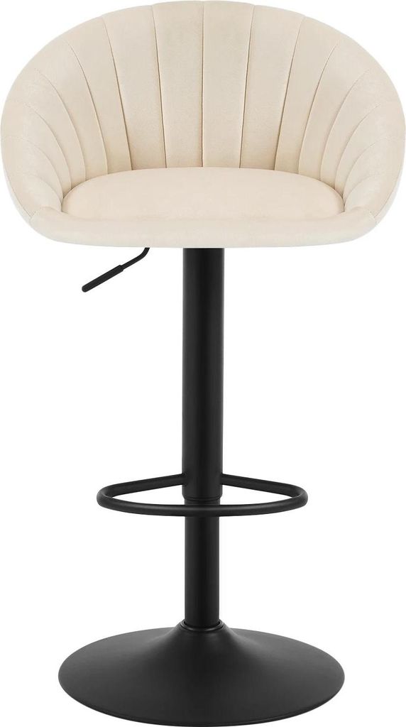 Barhocker - Küchenbarhocker - Höhenverstellbar - 360° Drehbar - Mit Armlehnen - Mit Rückenlehne - Samtbezug - Metallgestell - Beige