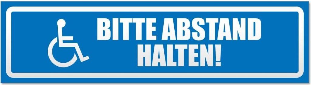 Bitte Abstand halten! Motiv 1 invertiert - Hinweis Aufkleber Sticker für Auto, Kfz, Fahrrad, PKW, LKWBlau - 60 x 16 cmBitte Abstand halten! Motiv ...