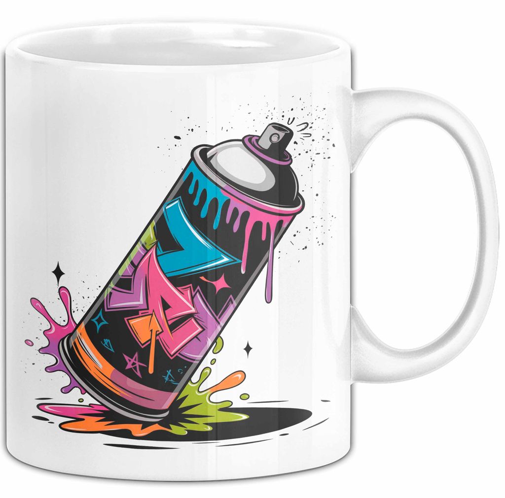 Graffiti Künstler Tasse Geschenkidee für Streetart Fan (Weiß)