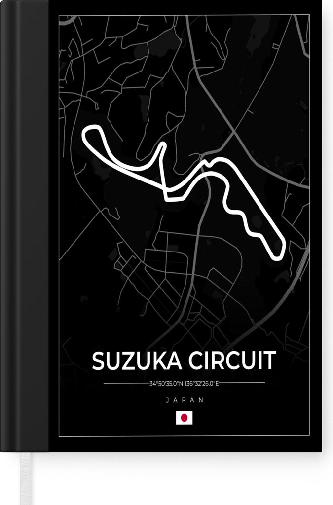 MuchoWow Notizbuch Tagebuch Haushaltsbuch Notebook A5 F1 - Rennsport - Japan - Suzuka Circuit - Rennstrecke - Schwarz - Notizblock - Notizheft - ...