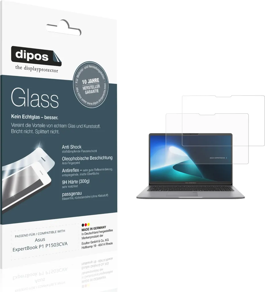 Protezione Vetro Flessibile 9H Asus ExpertBook P1503CVA Opaco 2x