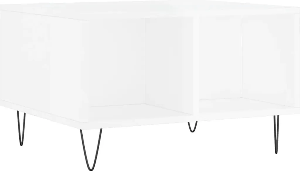 Tavolino bianco lucido 60x50x36,5 cm materiale a base di legno