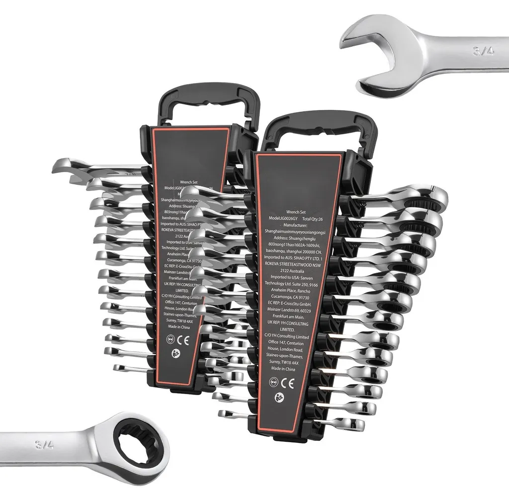 Kit de clés à cliquet 26 pièces en chrome-vanadium avec marquage clair