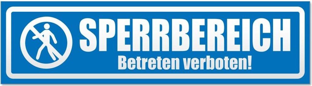 Kiwistar Sperrbereich betreten verboten invertiert Magnetschild Schild magnetisch - 45cm Blau - Magnetfolie für Auto PKW Kfz
