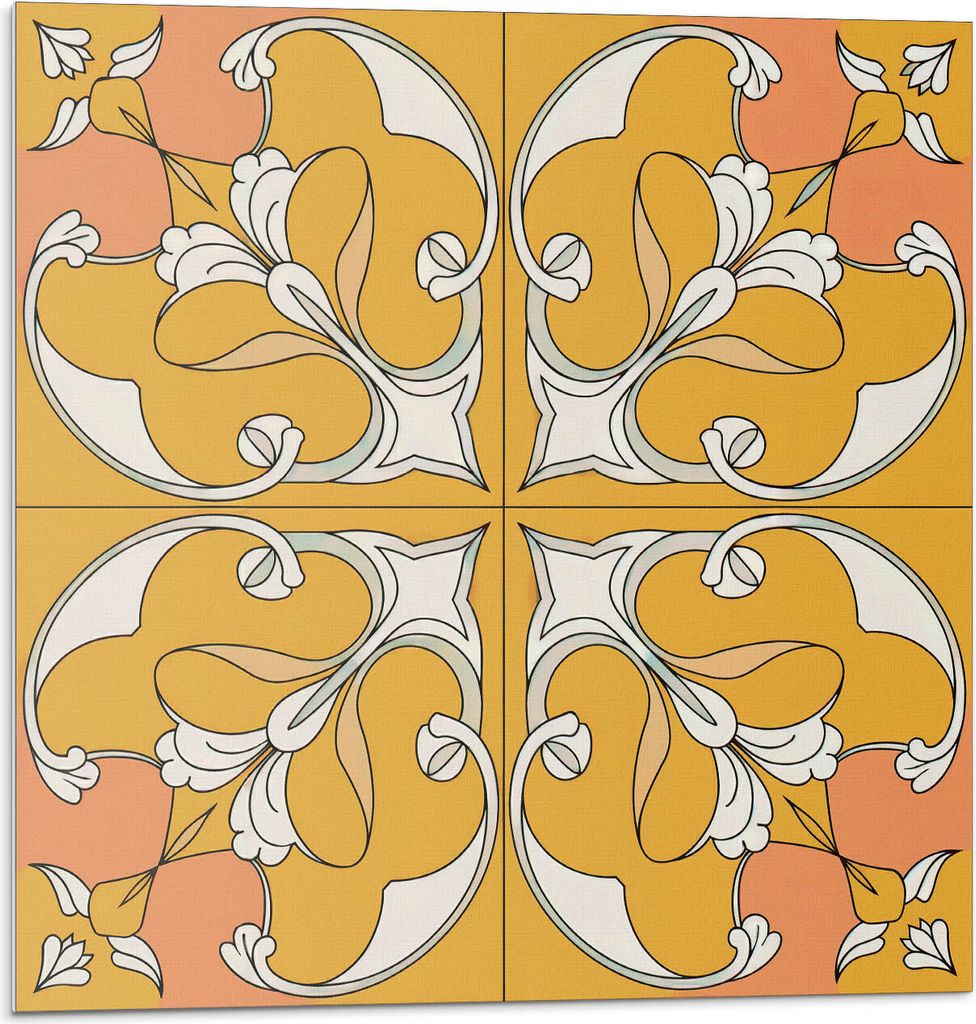 Blumenmuster In Symmetrie – Selbstklebende Fliesen – Wandverkleidung – Wandpaneel – PVC Fliesen – Vinylflisen – PCV Flisen – Selbstkl...