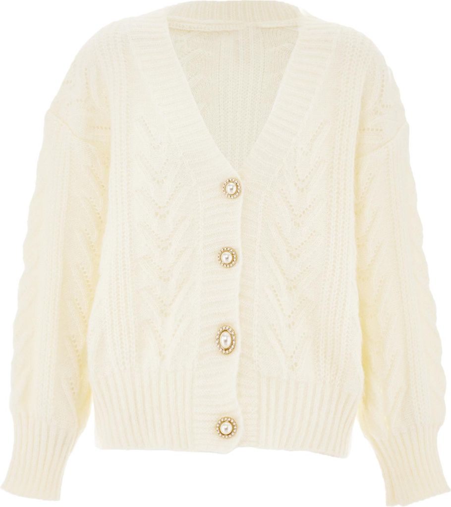IMMY damen strickjacke - wollweiss, M