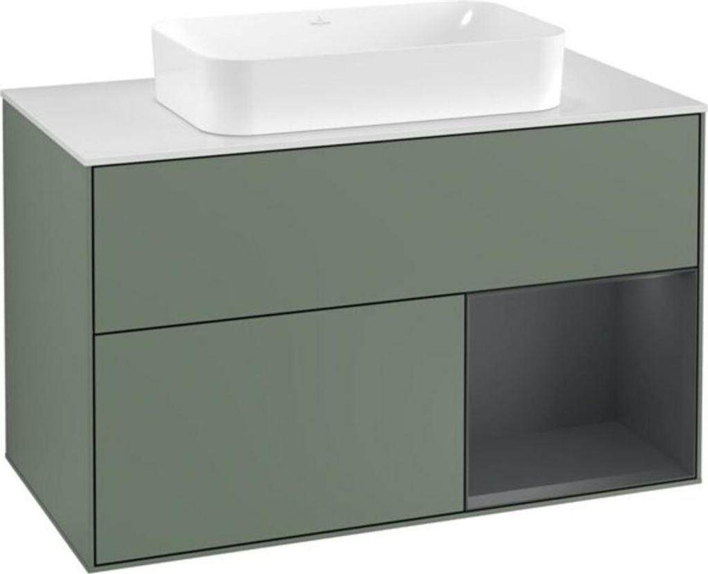 V&B Waschtischunterschrank Wandbeleuchtung Finion 100, Pl w m, Rg r md b m Lac, Oli. m Lac