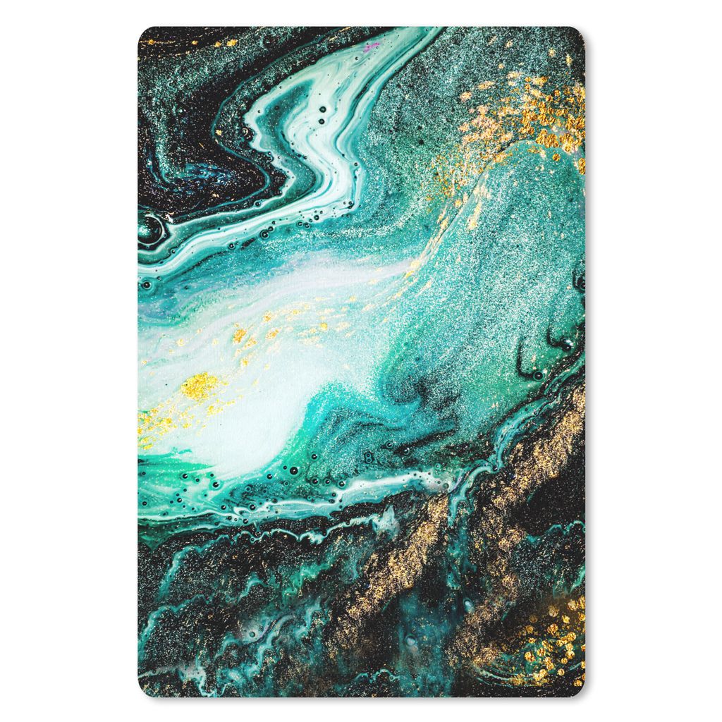 MuchoWow Mauspad Mousepad Marmoroptik - Blau - Gold - Glitzer - Luxus - Marmor 40x60 cm - Mousepads - Maus Mat - Pad - Mausunterlage - Schreibtis...