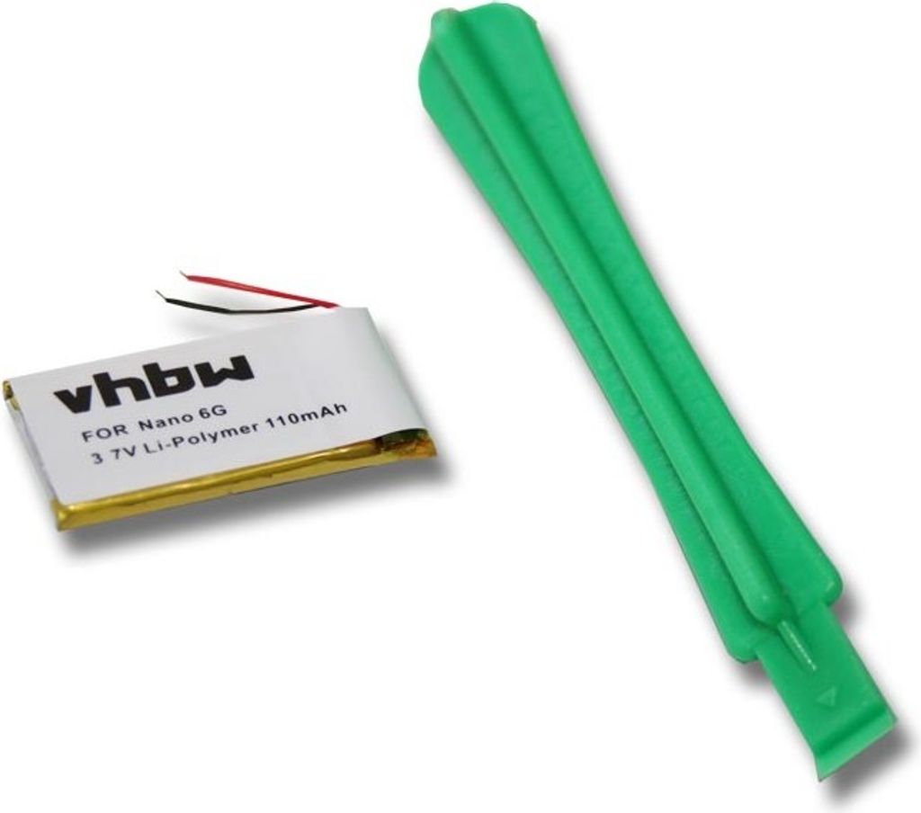 vhbw Akku kompatibel mit Apple iPod Nano 6. Generation, 6G MP3-Player Musik Player (110 mAh, 3,7 V, Li-Polymer)