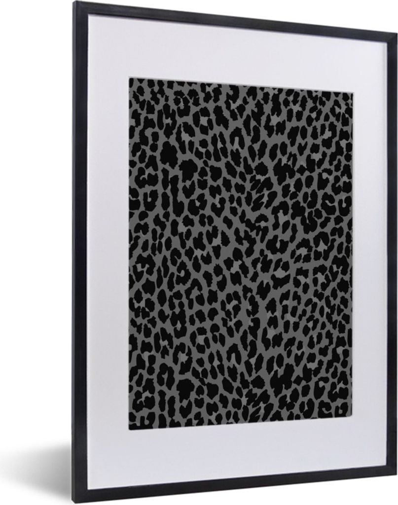 MuchoWow Gerahmtes Poster Leopardenmuster - Design - Grau 30x40 cm - Poster mit Schwarzem Bilderrahmen Wandposter Rahmen Foto Bilder - Wandposter...