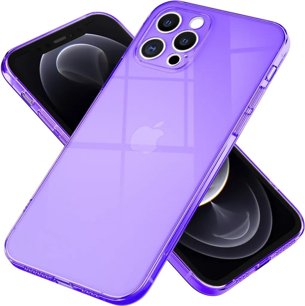 NALIA Clear Neon Custodia per iPhone 12 Pro Max, cover trasparente colorata Viola